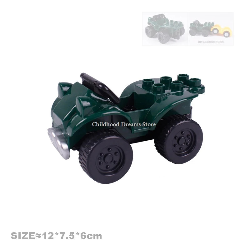 Traffic Big Building Blocks Vehicle Accessories Compatible Bricks Transportation Inserting Car Model Assembly Education Kid Toys