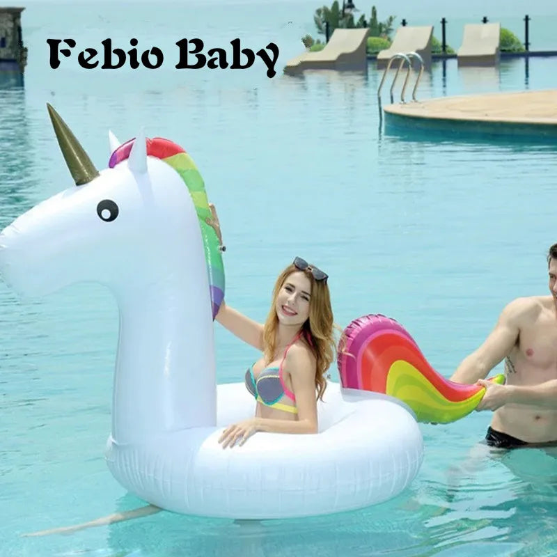 Summer Ring Tool Free Pump Gift  Inflatable Ride-ons Life Buoy Unicorn Bath Water Toy Pool Rafts For Children &amp; Adult Swimming