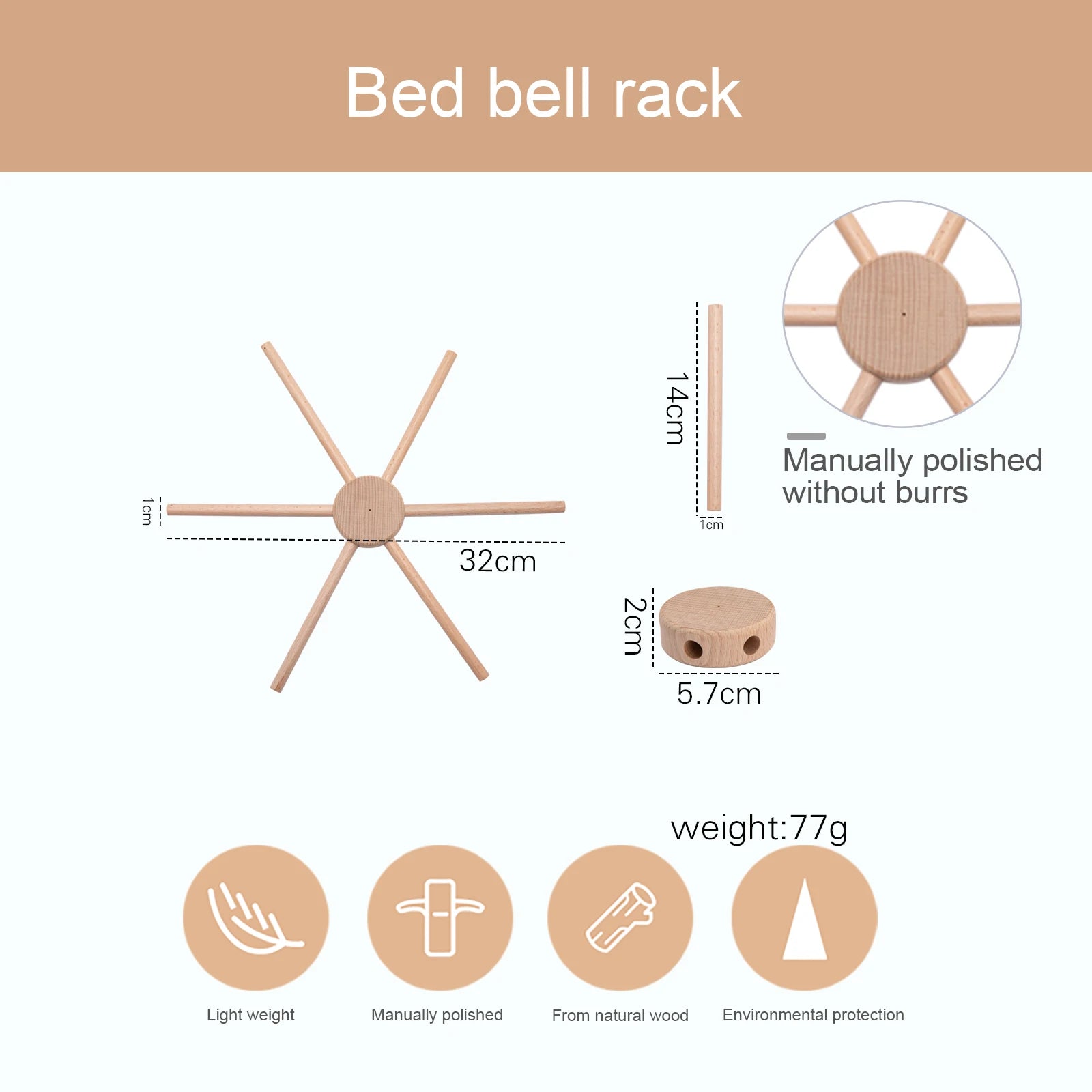 Bite Bites 1set Baby Wooden Hanger Mobile Crib Hanger Frame Bed Bell For Newborn DIY Craft Accessories Baby Toy Children&