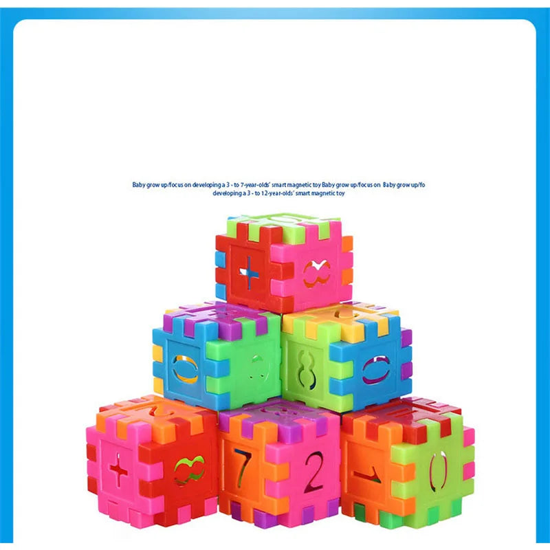 60Pcs/lot Baby Plastic Construction Building Blocks Bricks Toy Colorful DIY Number Puzzle Model Education Interconnecting Block