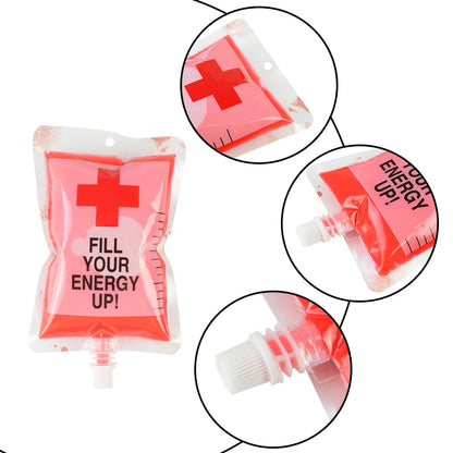 5pcs Creative Halloween Blood Drink Bag 250ml PET Food Bags Juice Bag Zombie Vampire Plasma Cosplay Props Halloween Decor Props