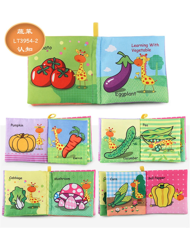 0-12 Months Baby Cloth Book Fruits Animals Cognize Puzzle Book Infant Kids Early Learning Educational Fabric Books Toys игрушк