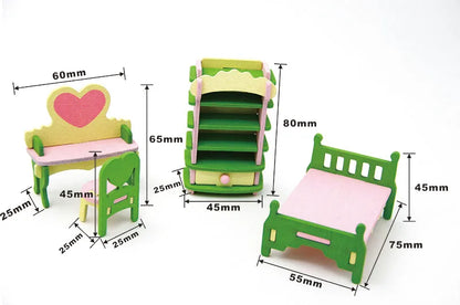 1:12 Dollhouse Miniature Furniture Wooden Creative Bathroom Bedroom Restaurant For Kids Action Figure Doll House Decoration Doll