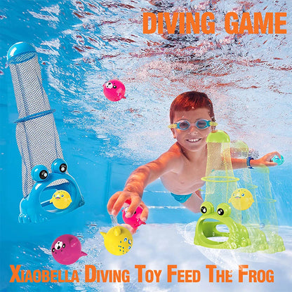 Summer Diving Training Toys Feed The Frog Game The Bottom Feeder Underwater Swimming Pool Dive Toys Bath Toys for Boys and Girls