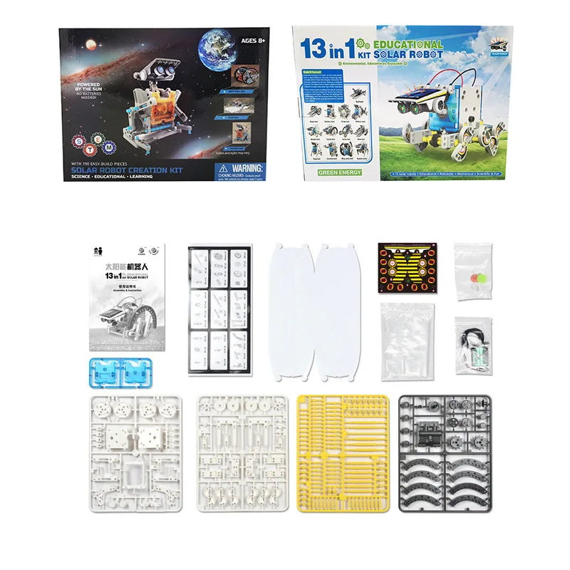 13 In 1 Solar Robot Kits Educational Toys STEM Technology Learning Block Spaceship Robotics Dinosaur Toy For Kids Children Gifts