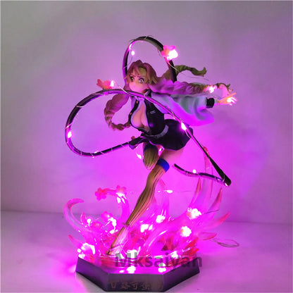 Anime Figures Demon Slayer Kanroji Mitsuri PVC Led DIY Toys Kimetsu no Yaiba 21cm Decor Bedroom Visual Night Light Action Figure