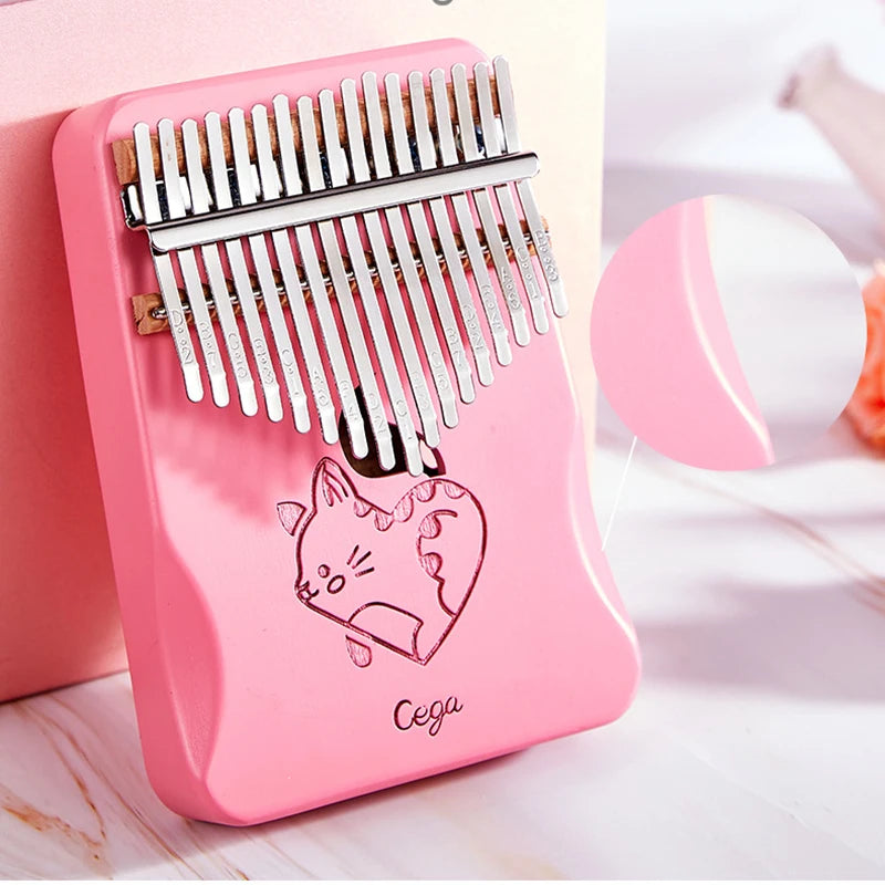 Cega Pink Thumb Piano 17 Keys Kalimba Wooden Double Finger Keyboard Piano Mini Kalimbas Musical Instruments Girl Christmas Gifts