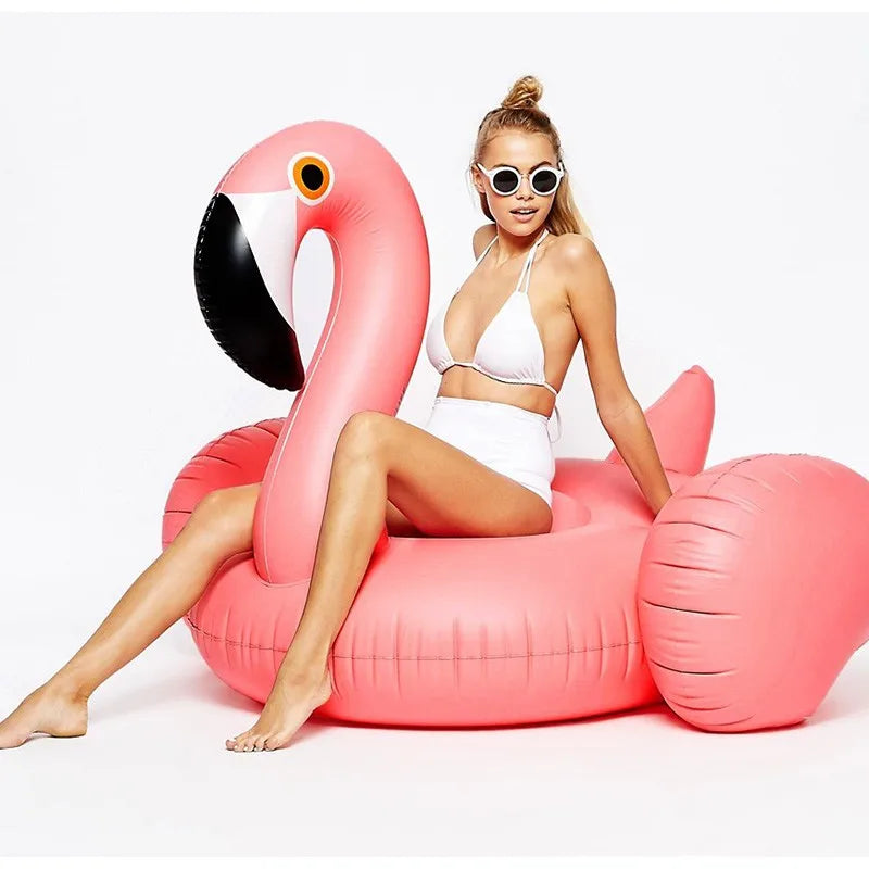 For Adult Pool 60 Inches Giant Inflatable Rose Gold Flamingo Swan Ride-on Summer Toys Swimming Pool Games Water Mattress Floats