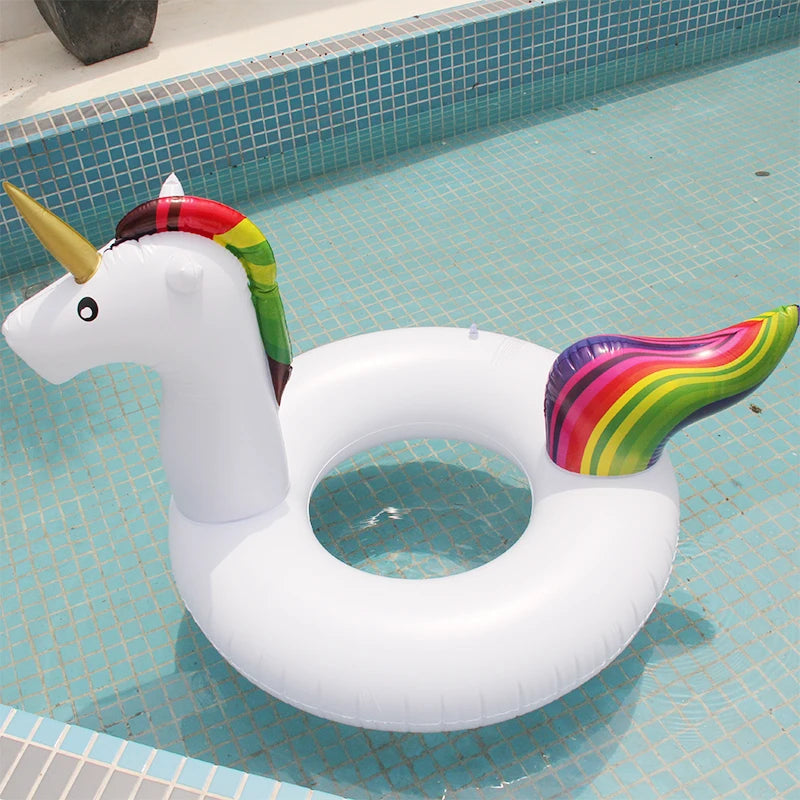 Summer Ring Tool Free Pump Gift  Inflatable Ride-ons Life Buoy Unicorn Bath Water Toy Pool Rafts For Children &amp; Adult Swimming