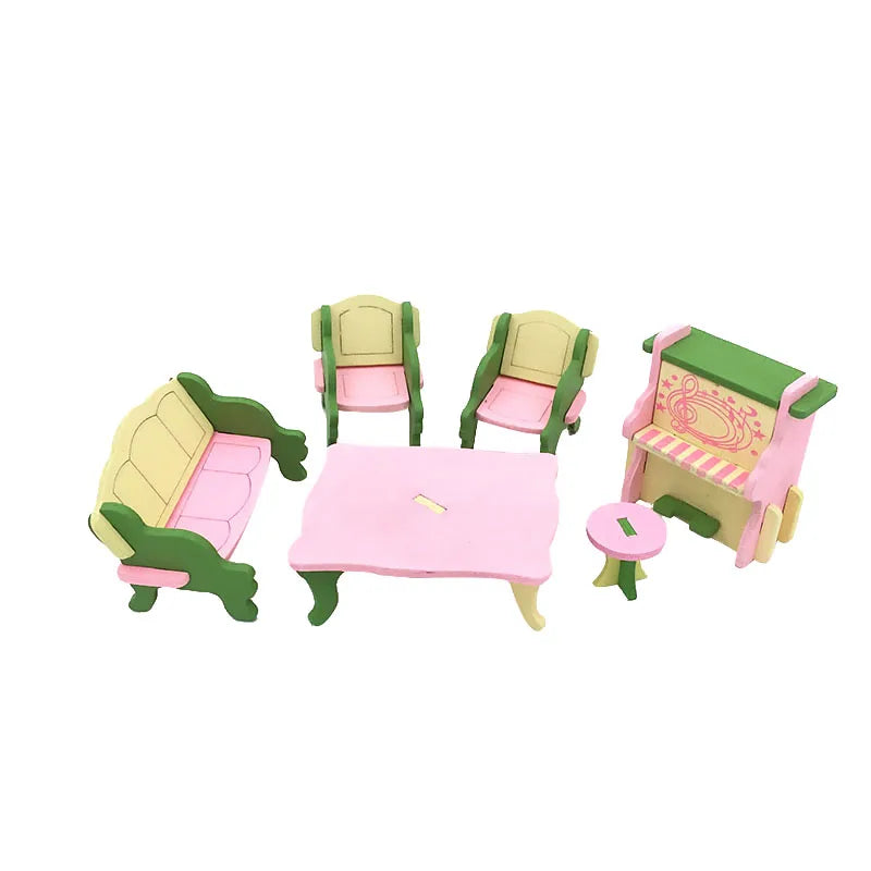 1:12 Dollhouse Miniature Furniture Wooden Creative Bathroom Bedroom Restaurant For Kids Action Figure Doll House Decoration Doll