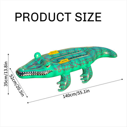 Reptile Ride on Toys, Crocodile Inflatable Pool Float for Kids, Fun Beach and Pool Toy, Giant Inflatable Pool Float