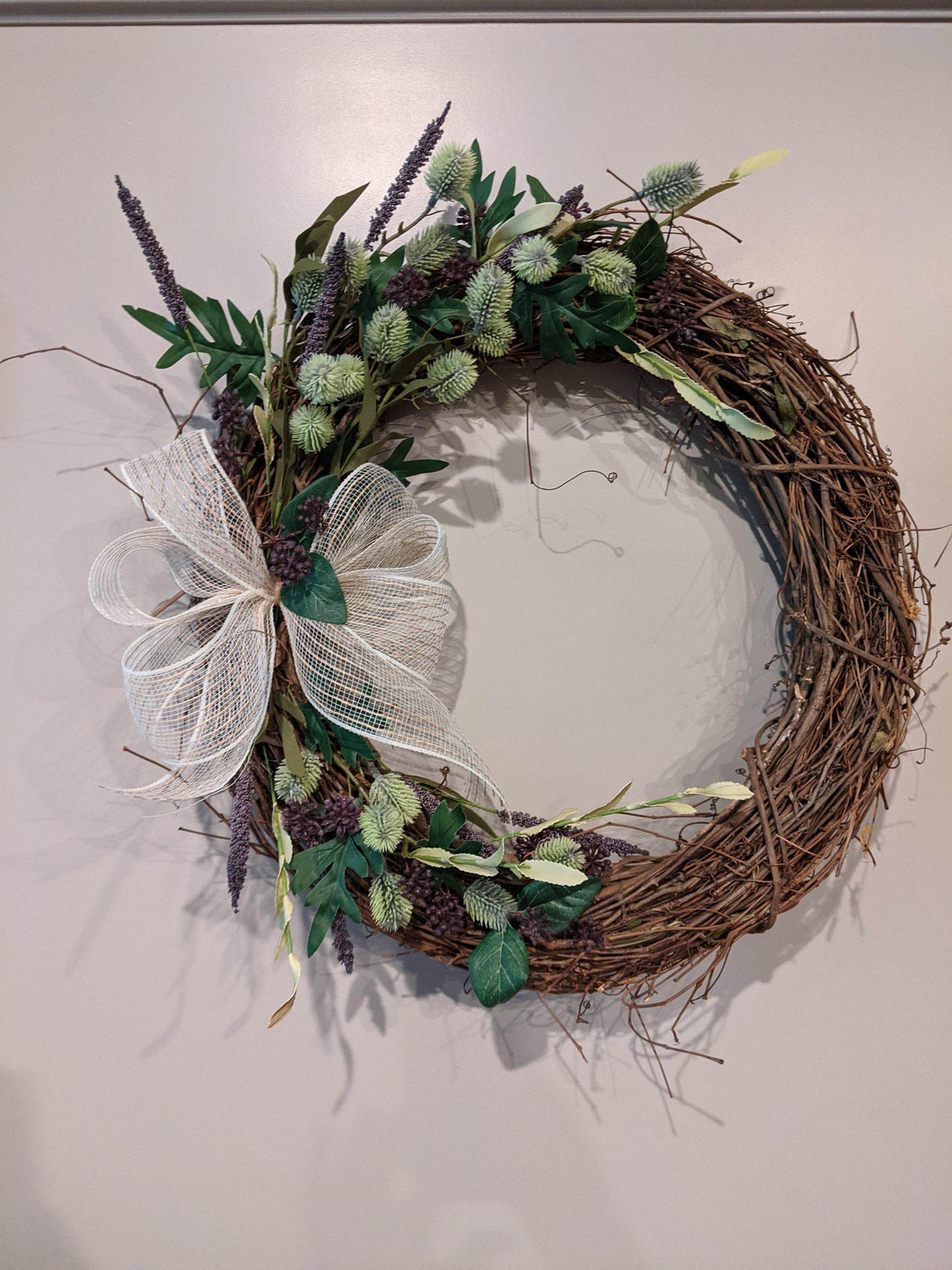 Handmade farmhouse inspired grapevine wreath