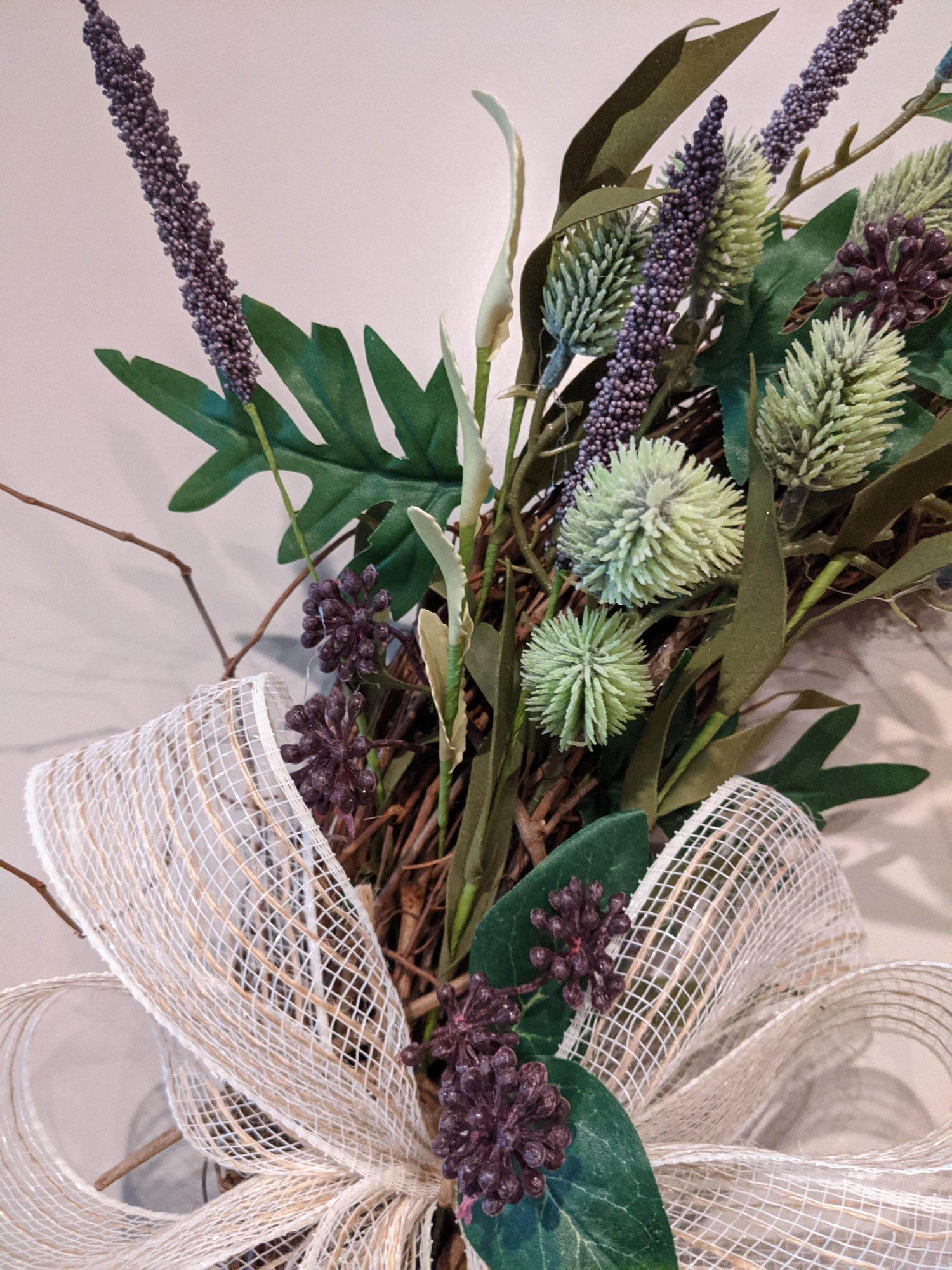 Handmade farmhouse inspired grapevine wreath