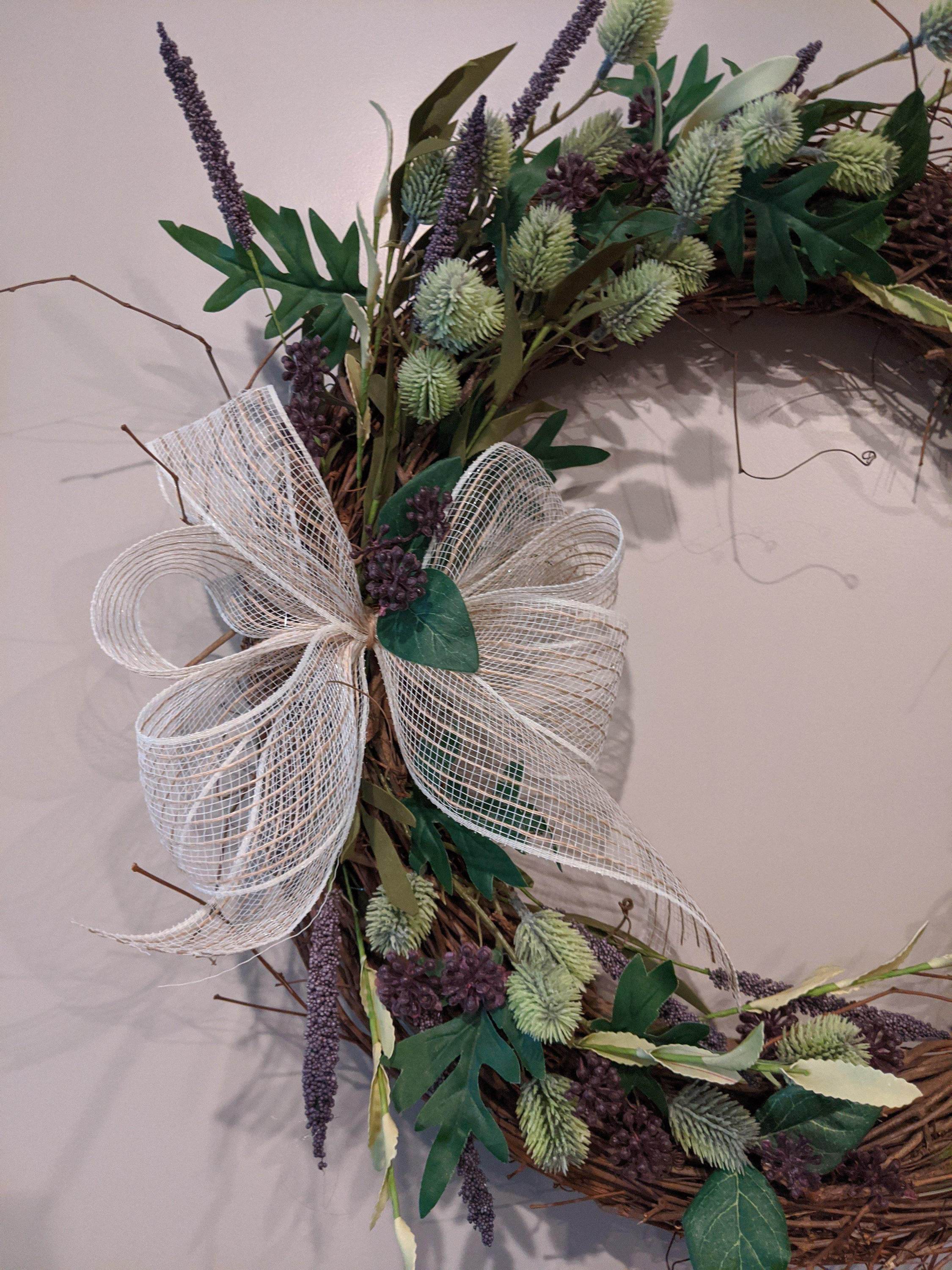 Handmade farmhouse inspired grapevine wreath