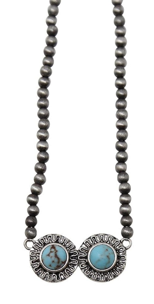 Bead and Statement Stone Necklace