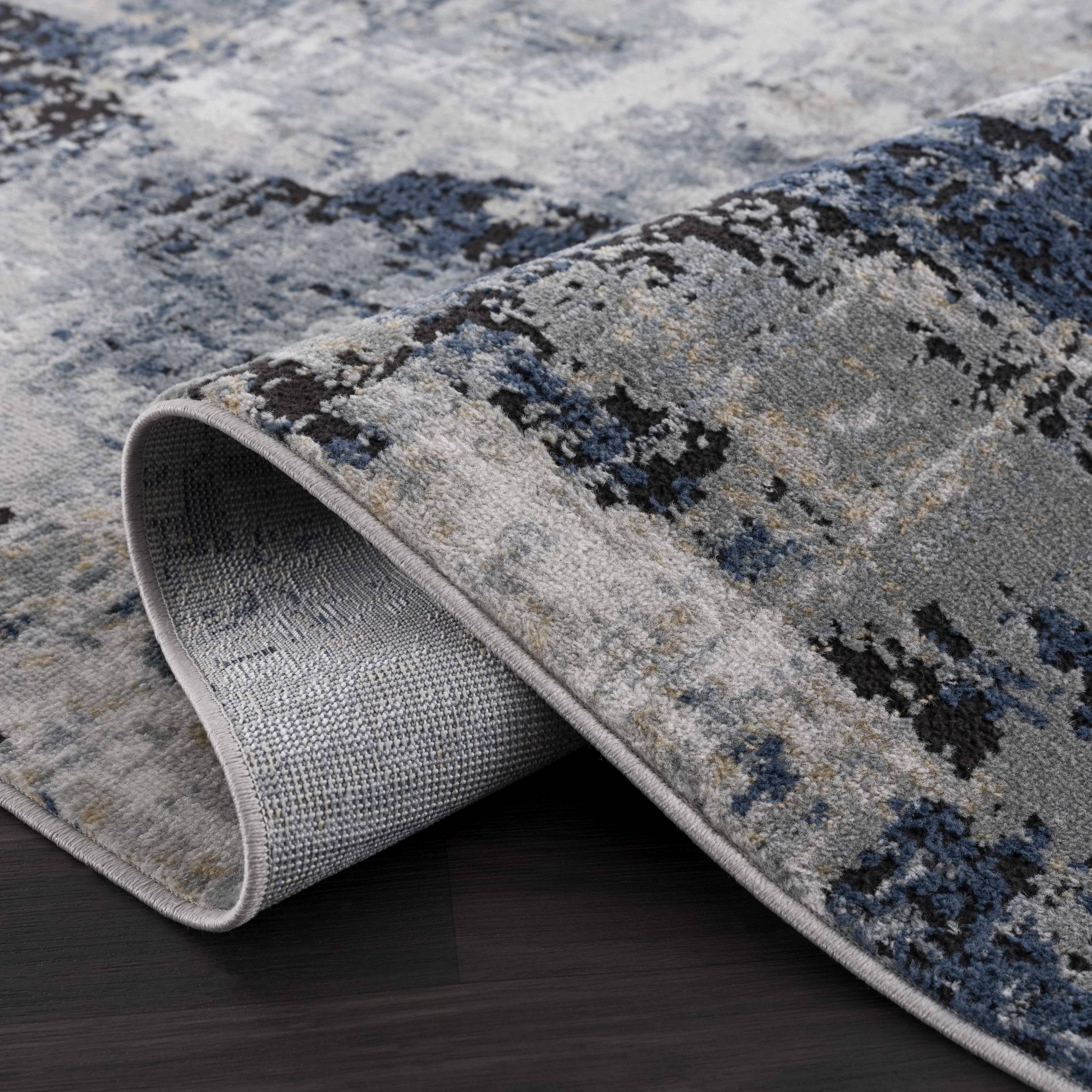 Campsall Gray&amp;Blue Abstract Area Rug
