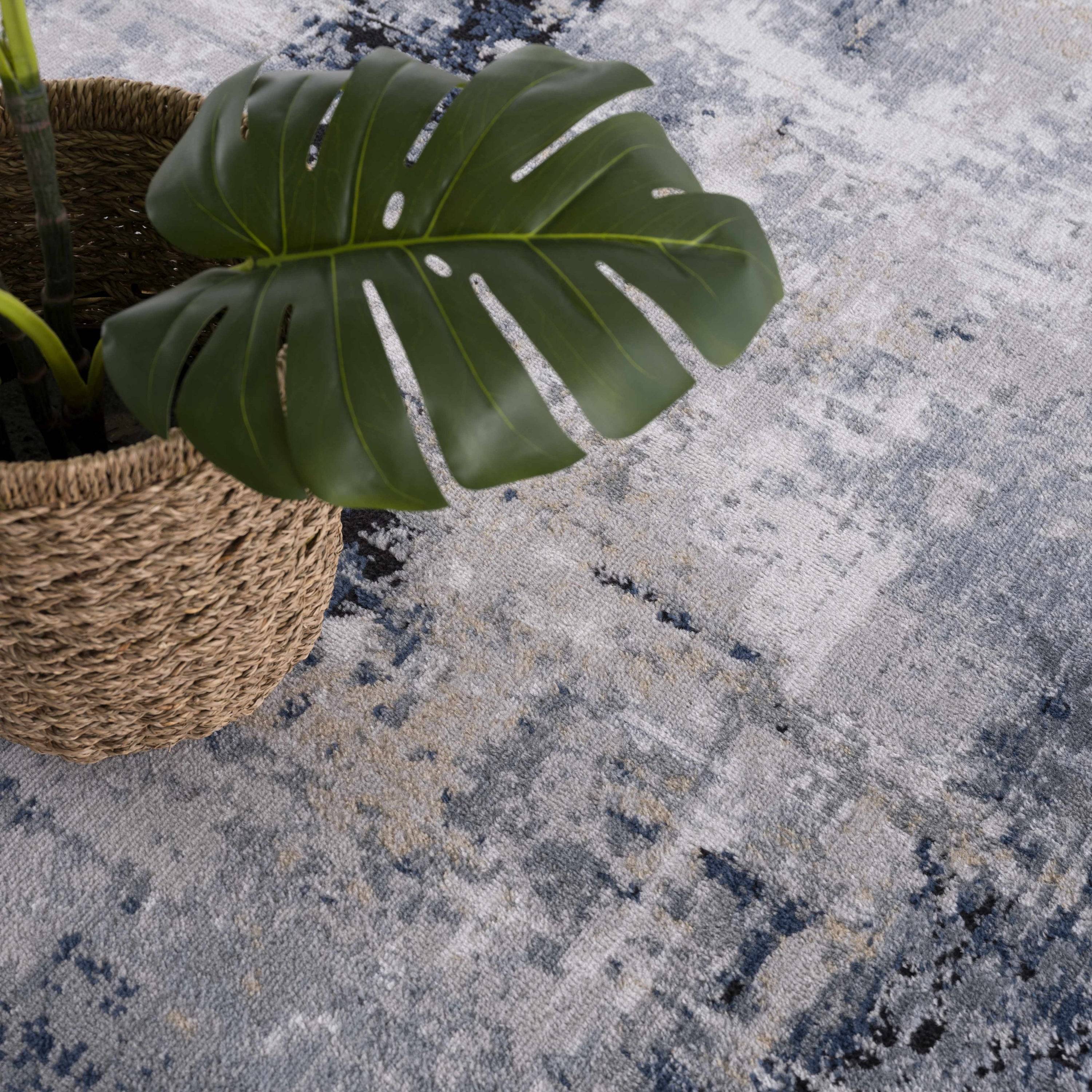 Campsall Gray&amp;Blue Abstract Area Rug