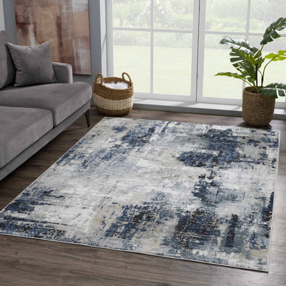 Campsall Gray&amp;Blue Abstract Area Rug