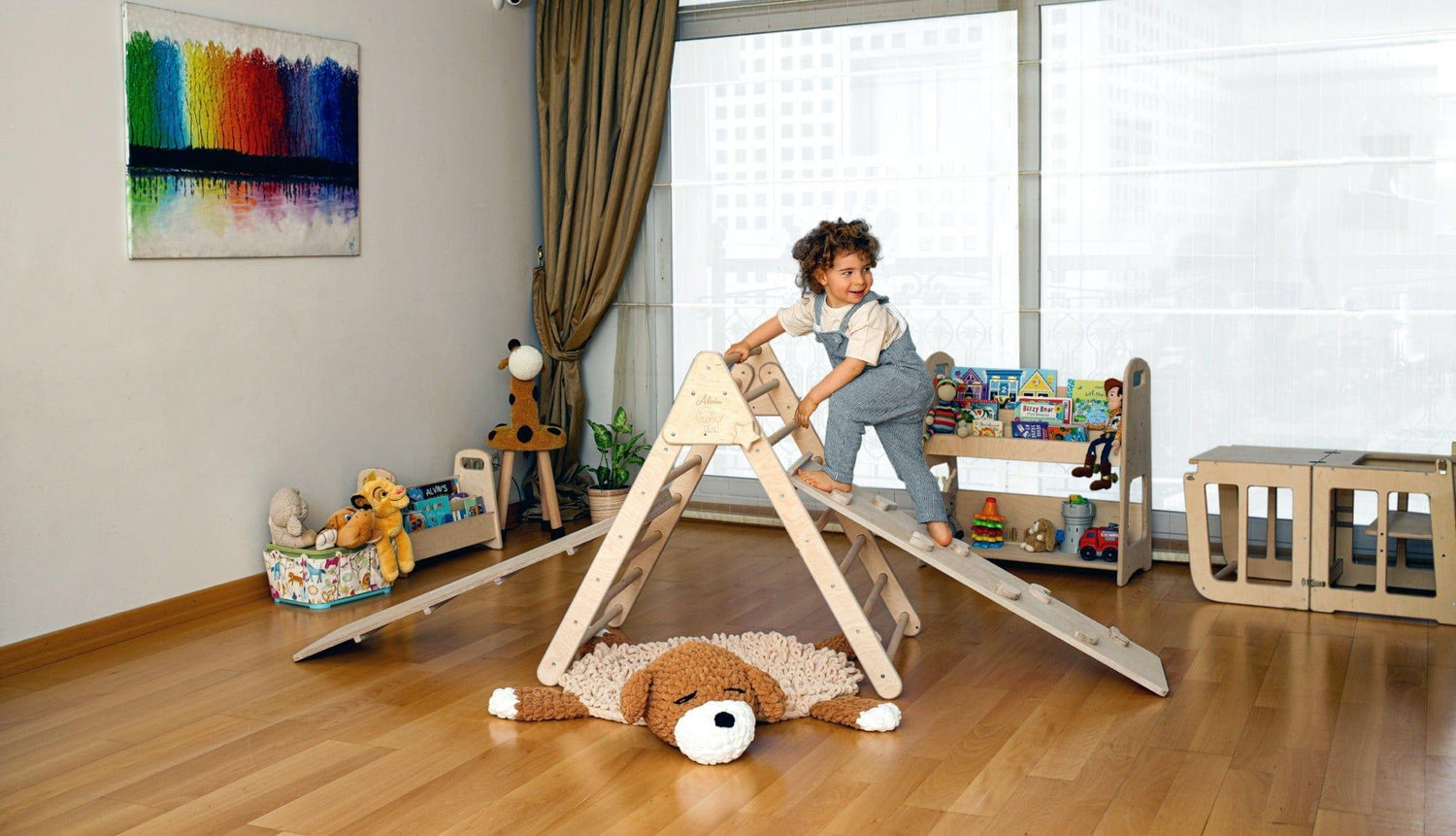 Foldable Climbing Triangle with 2 Ramps | Pikler Triangle for Kids