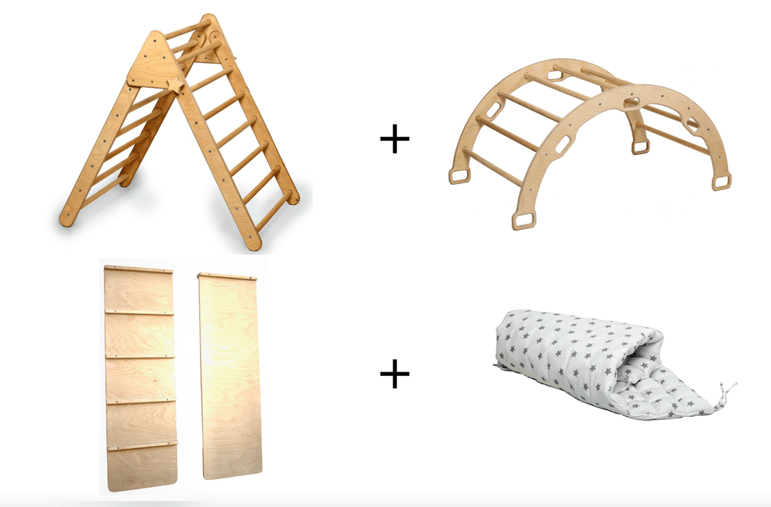 4 Pieces Toddler Climber Set / Climbing Triangle /Arch Rocker / Ramp &amp;