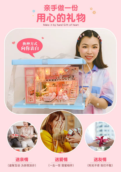 Qiaozhijiang DIY Handmade Cottage Attic House Assemble Princess Small House Miniature Model Toy Birthday Gift