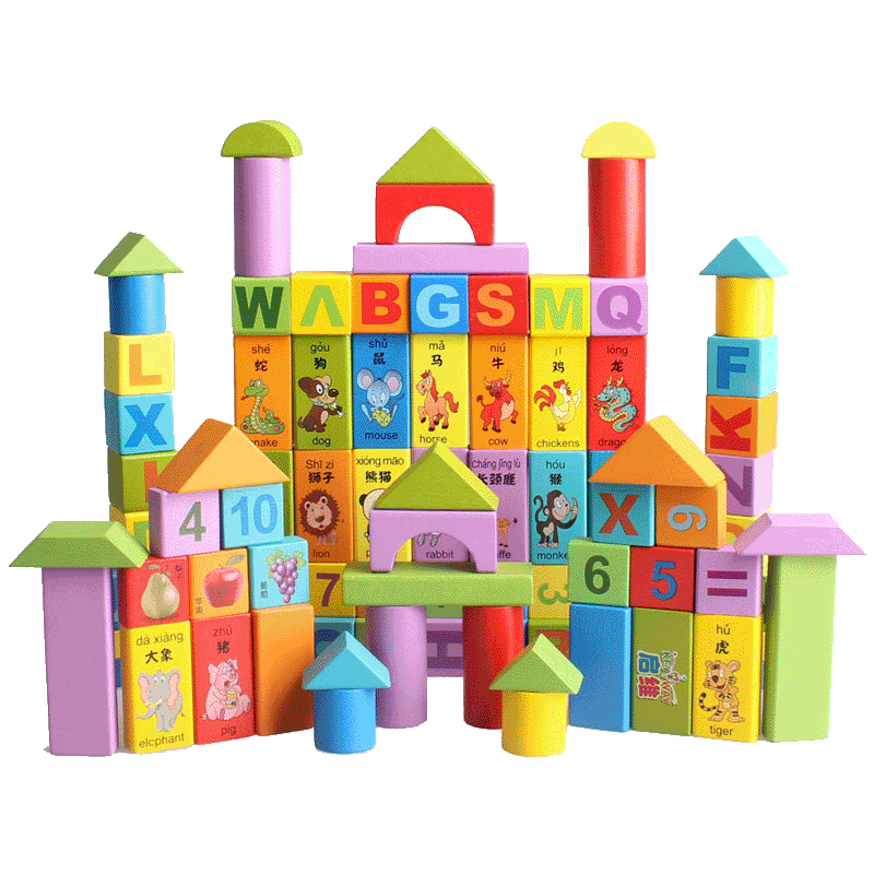 Barrel Wooden Building Blocks Children&