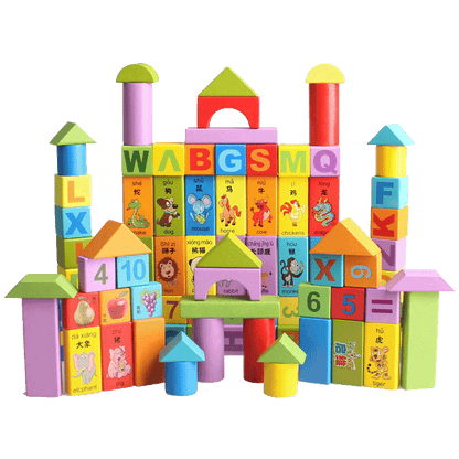 Barrel Wooden Building Blocks Children&