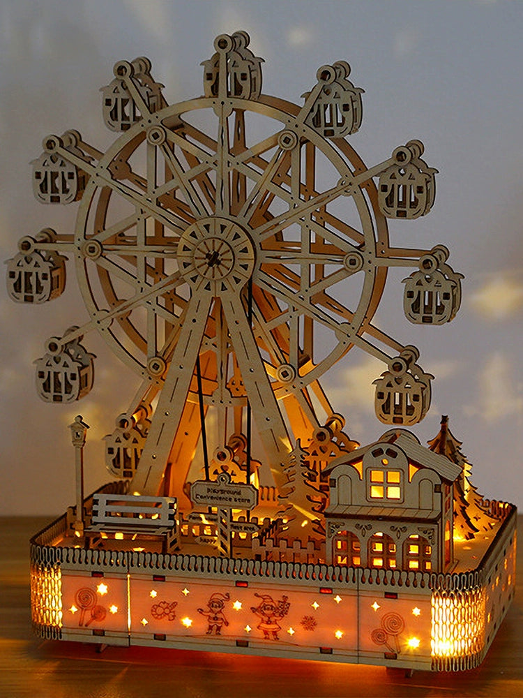 Ferris Wheel Puzzle with Lights Romantic Ornaments Rotate Music