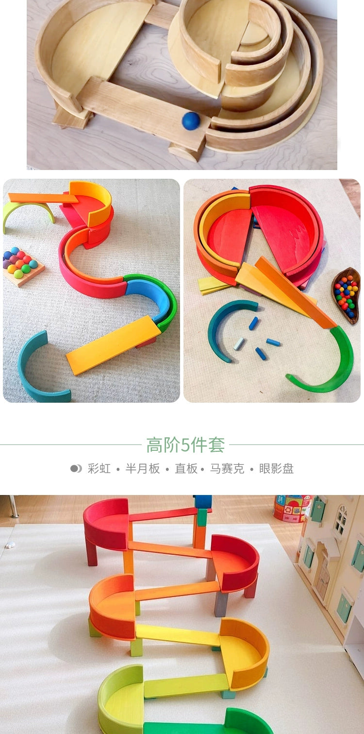 Rainbow Building Blocks Motherland Basswood Kids Educational Toys Early Education Assembling Building Baby Gift Montessori Thirty and Three