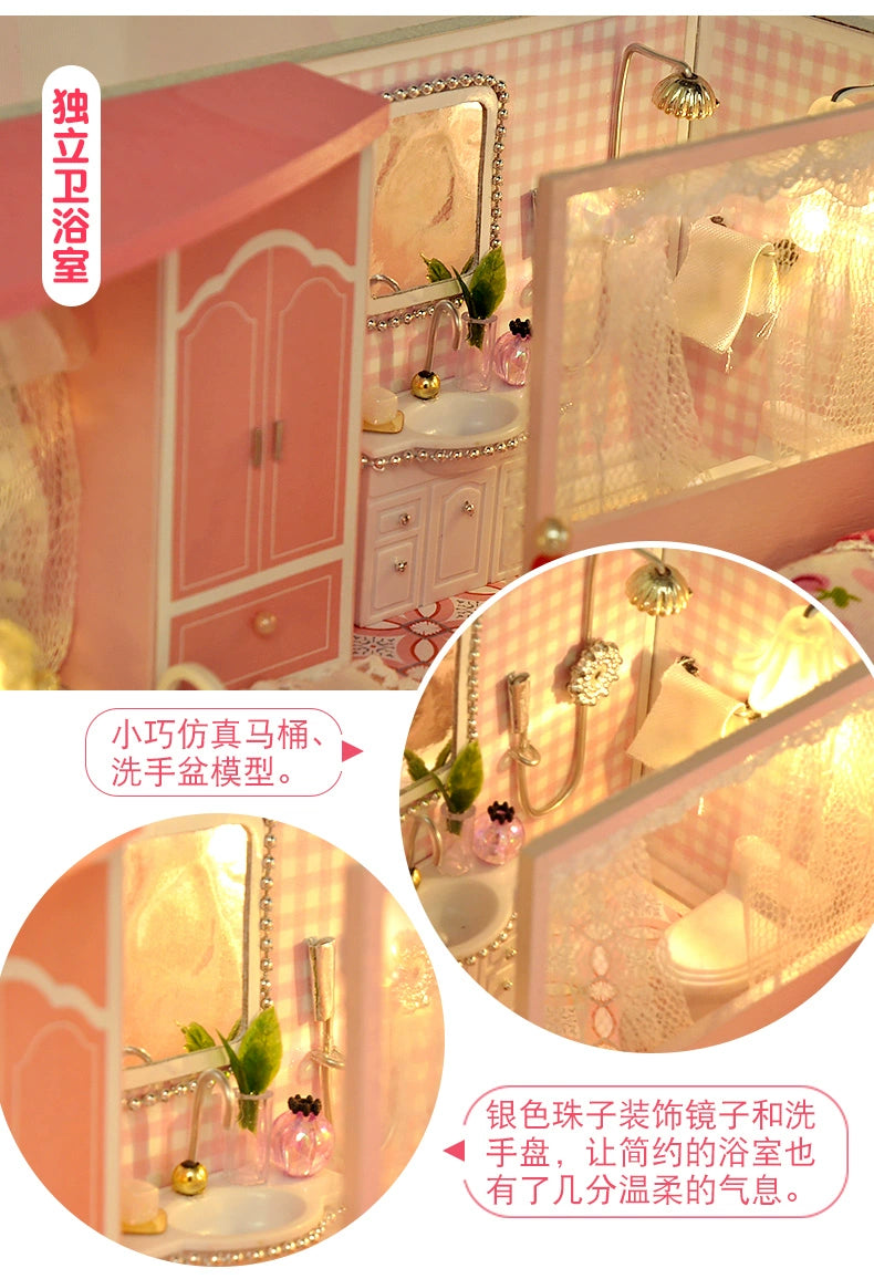 Qiaozhijiang DIY Handmade Cottage Attic House Assemble Princess Small House Miniature Model Toy Birthday Gift