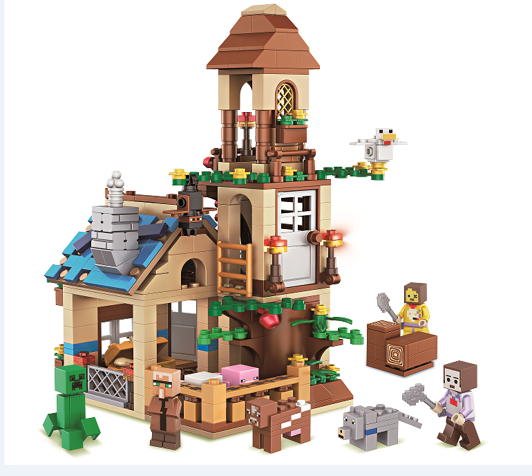 Fashion Baby Renren Cave Cottage Village End Shadow Dragon Building Blocks