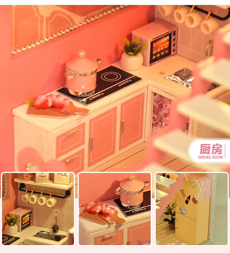 Qiaozhijiang DIY Handmade Cottage Attic House Assemble Princess Small House Miniature Model Toy Birthday Gift