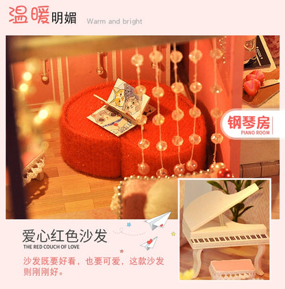 Qiaozhijiang DIY Handmade Cottage Attic House Assemble Princess Small House Miniature Model Toy Birthday Gift