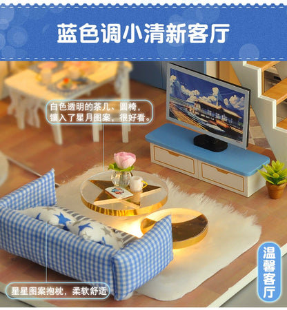 Qiaozhijiang DIY Handmade Cottage Attic House Assemble Princess Small House Miniature Model Toy Birthday Gift