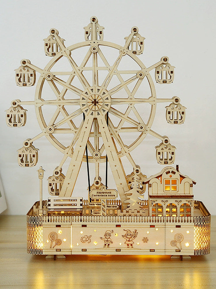 Ferris Wheel Puzzle with Lights Romantic Ornaments Rotate Music