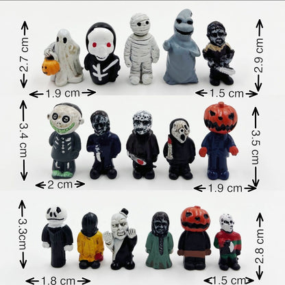 16Pcs Halloween Chainsaw Horror Movie Series Handheld Figure Jason Michael Freddy Halloween Dolls