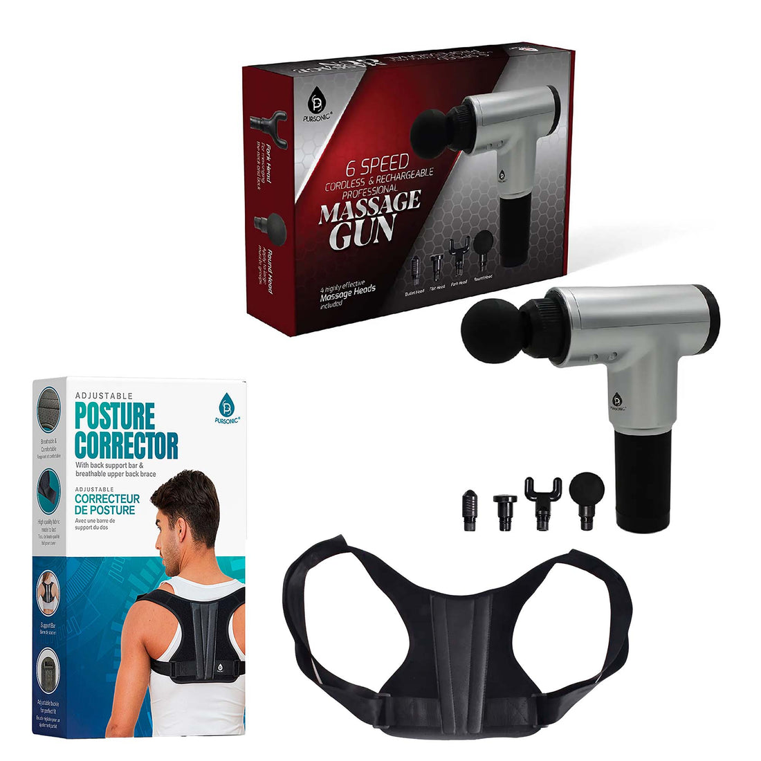 Adjustable Posture Corrector &amp; Professional Massage Gun