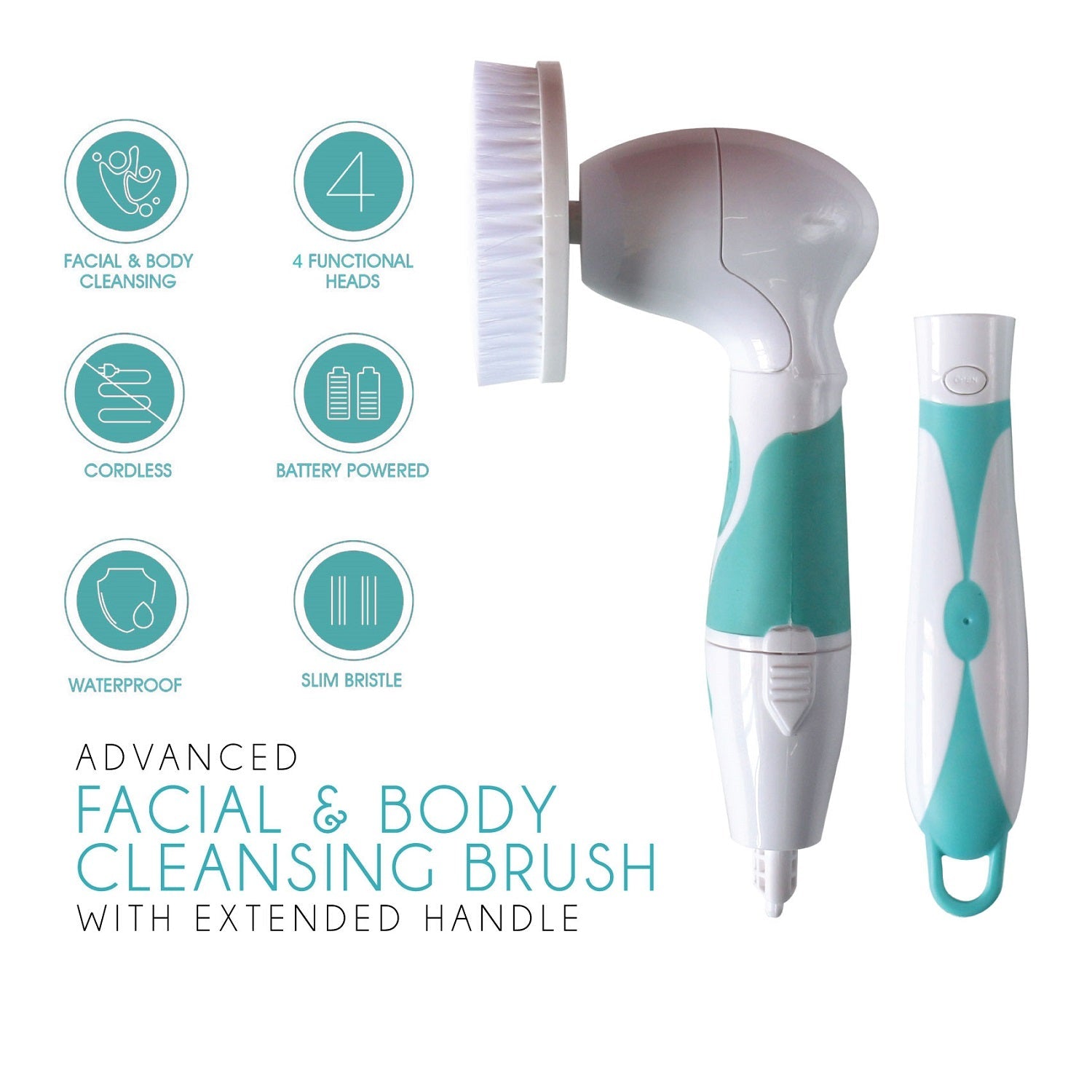 Advanced Facial &amp; Body Cleansing Brush With Extended Handle