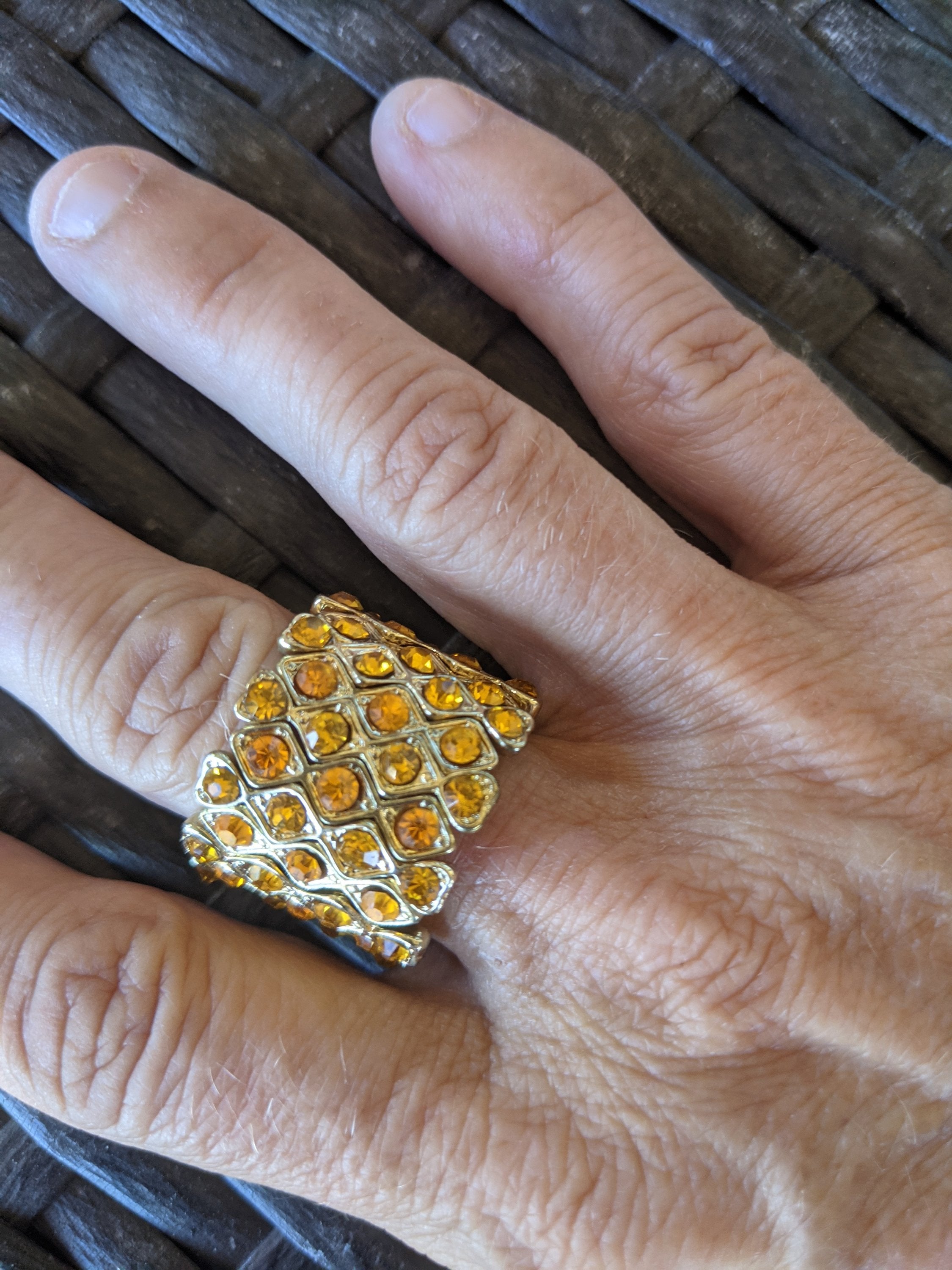 Full stone rhinestone stretch ring