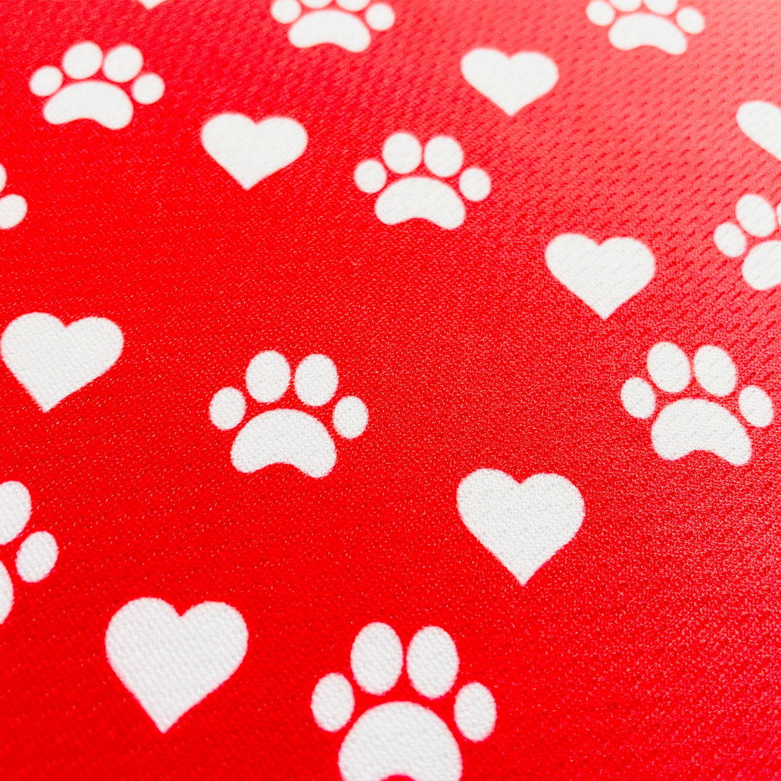 Valentines Day Paw Prints &amp; Hearts Red Tie On Dog Bandana