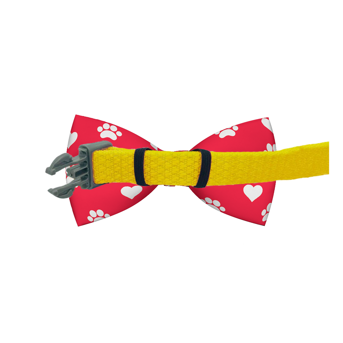 Valentines Day Paw Prints &amp; Hearts Red Dog Bow Tie