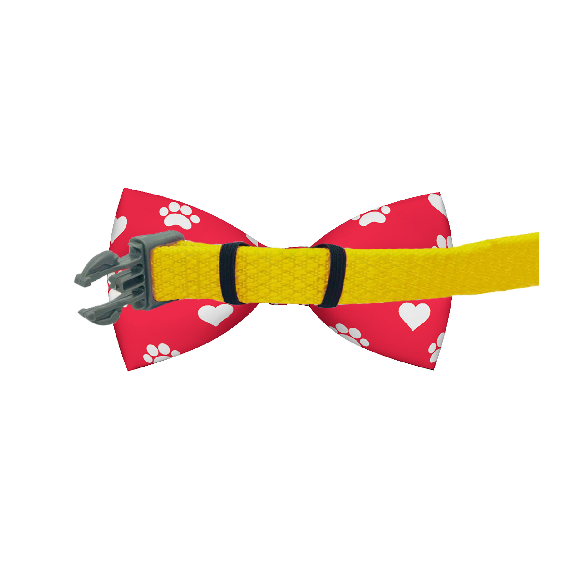 Valentines Day Paw Prints &amp; Hearts Red Dog Bow Tie