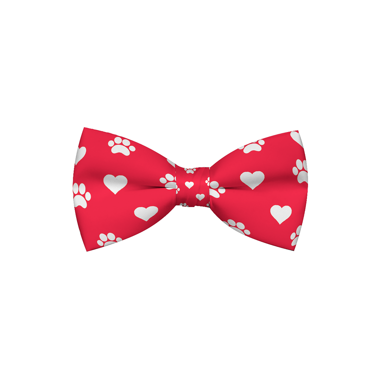 Valentines Day Paw Prints &amp; Hearts Red Dog Bow Tie