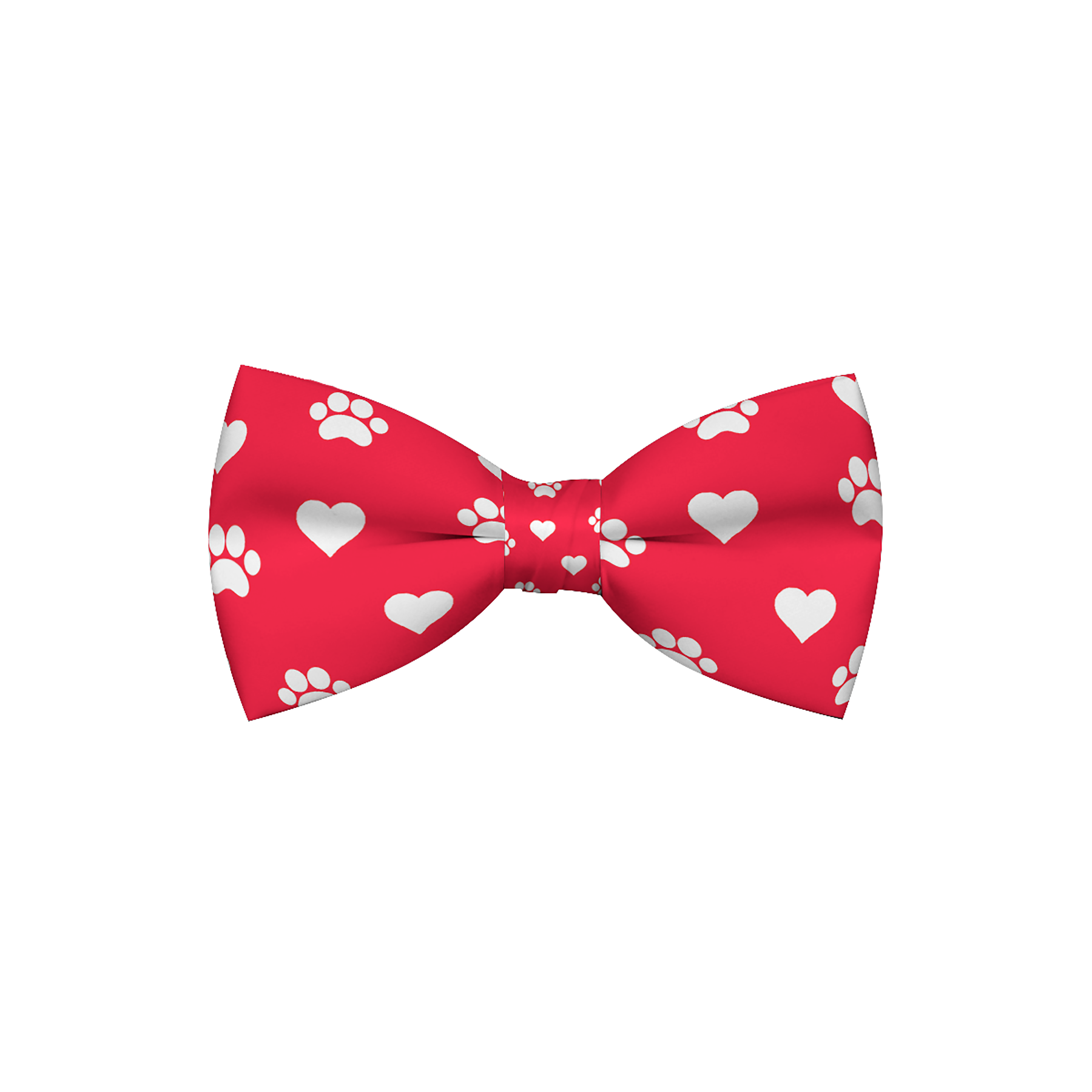Valentines Day Paw Prints &amp; Hearts Red Dog Bow Tie
