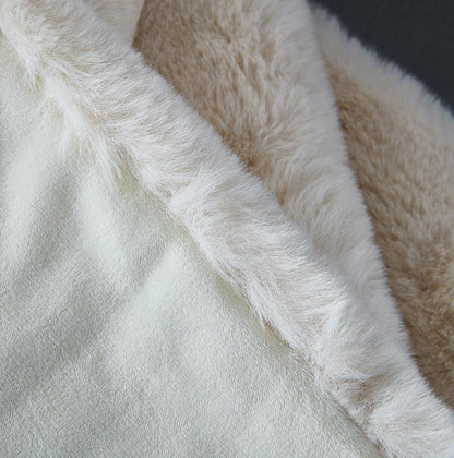 Cassilda Luxury Beige Chinchilla Faux Fur Throw Blanket