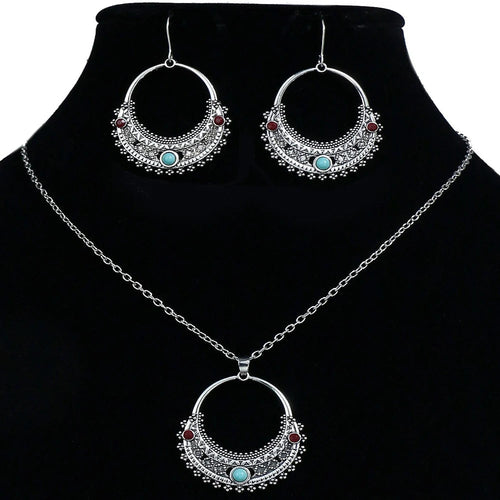 Rustic Tribal Necklace &amp; Earrings Set – Natural Stone Jewelry