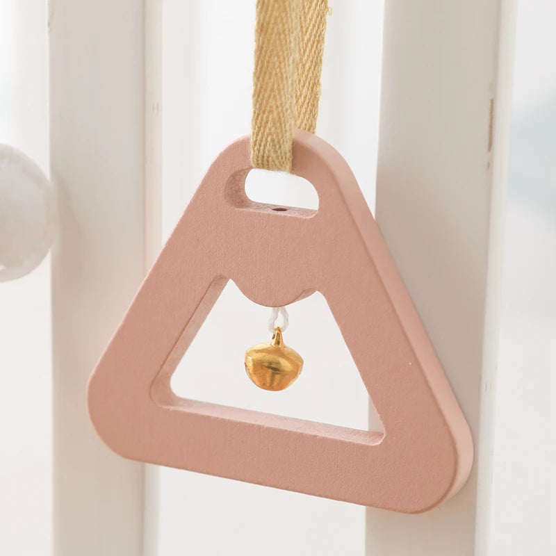 Baby Wooden Gym Pendant Toy Soft Felt Music Rattle Cotton Crochet Mobile Crib Teether Pendant For Infant Activity Gym Toys Gift