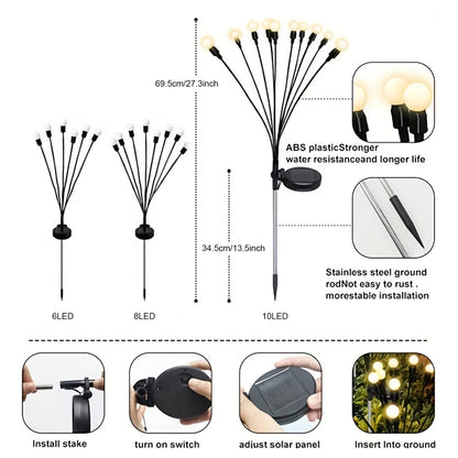 1/2 pc 6/8/10 LED Warm White/Colourful Lights Solar Lawn Lamp Garden Lamp Firefly Ground Plug Lamp Decoration Festival Lamp