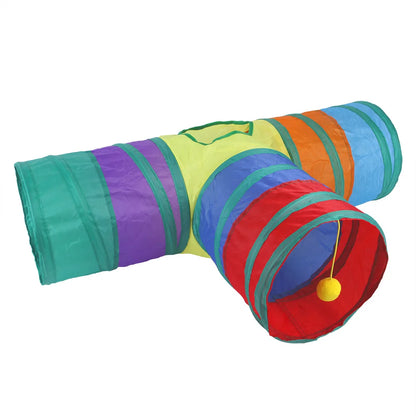 Foldable Rainbow Cat Tunnel Interactive Cat Toy Collapsible Play Tube for Kittens Durable Portable Pet Exercise Cubes
