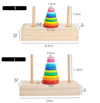 Classic Wooden Puzzle Stack Tower Of Hanoi Kid Mathematical Early Educational Toys Parent-child Interaction Toy With Storage Box